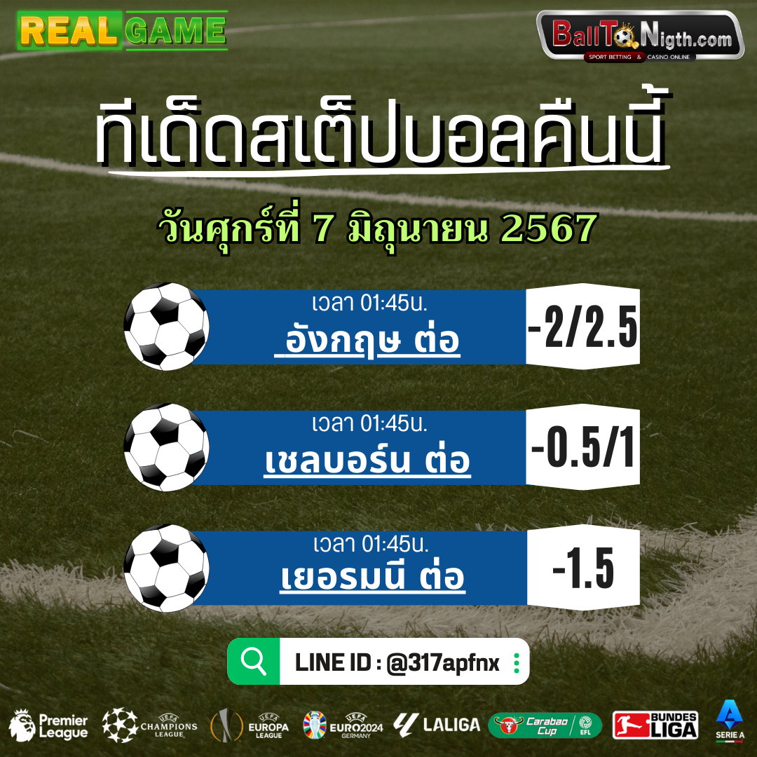 ทีเด็ดบอลคืนนี้ Balltonigth ประจำวันศุกร์ที่ 7 มิถุนายน 2567